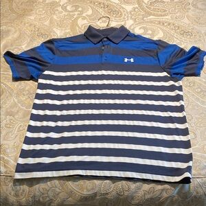 Under Armour Men's Blue Striped Polo Shirt